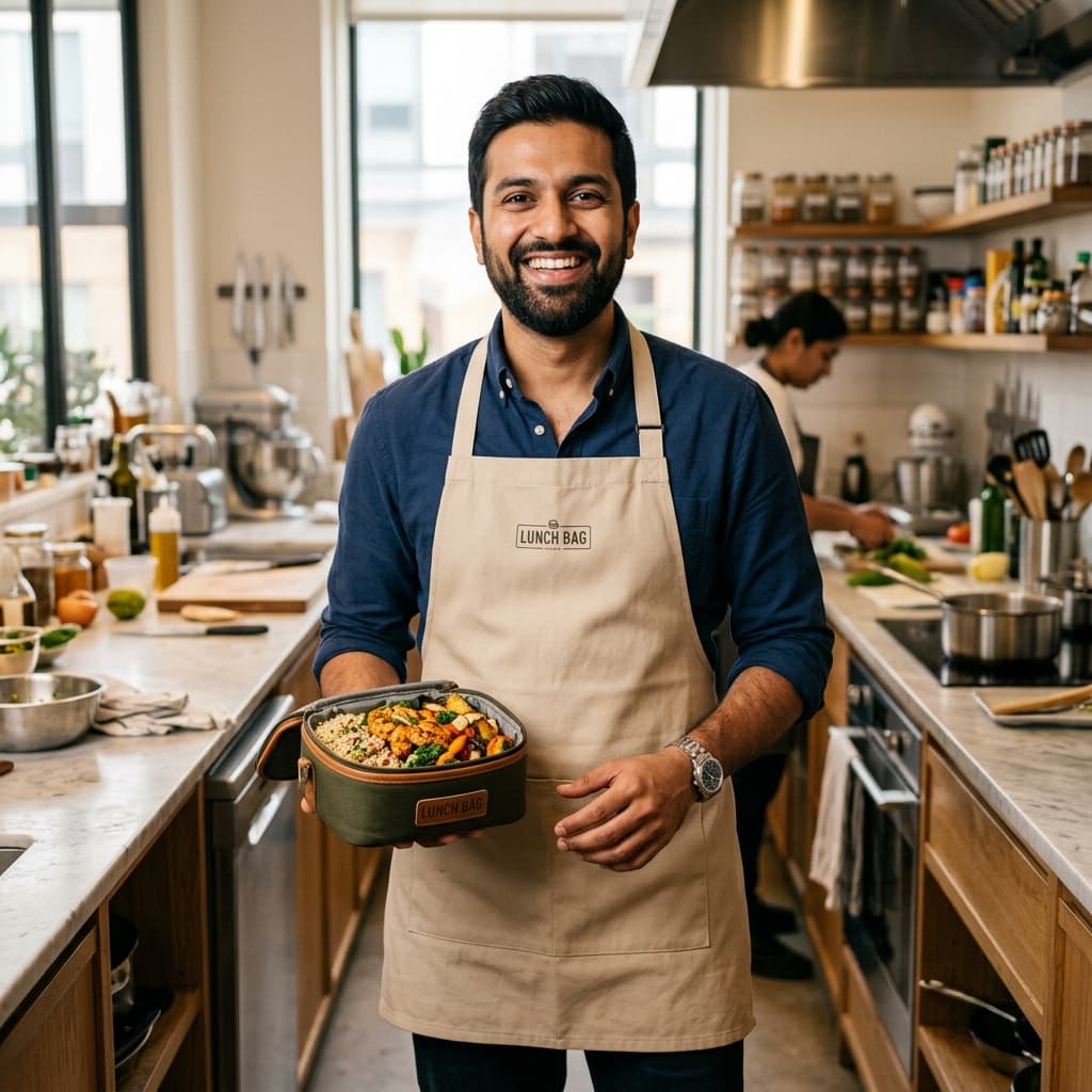 Founder of Lunch Bag ensuring authentic spice balance and home kitchen hygiene in Hyderabad